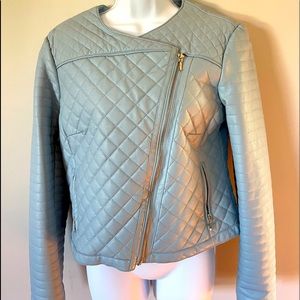 INC powder blue faux leather jacket